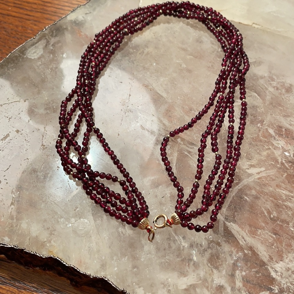 Garnet bead necklace, - Picture 4 of 4